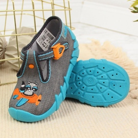 Chaussons pour garçons pour la maternelle, gris et bleu Befado 2 Chaussons pour garçons pour la maternelle, gris et bleu Befado 2