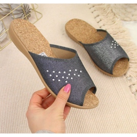 Chaussons de maison pour femmes, bout ouvert, gris Befado 1