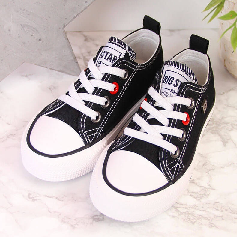 Baskets enfant basses noires Big Star HH374090 blanche le noir 2