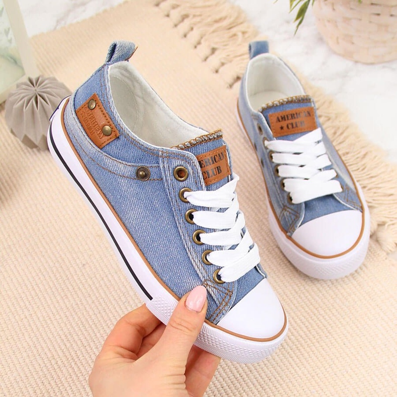 Baskets enfant American Club bleu denim bleu 1 Baskets enfant American Club bleu denim bleu 1