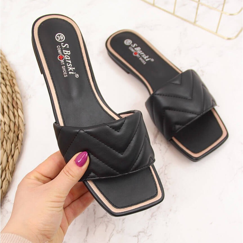 S.Barski Chaussons femme matelassés noirs S. Barski 2