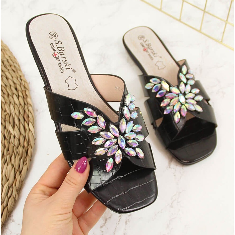 S.Barski Chaussons femme noirs avec pierres par S. Barski le noir 2