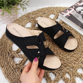 Chaussons compensés noirs femme Vinceza le noir 2