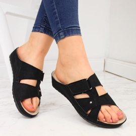 Chaussons compensés noirs femme Vinceza le noir 1