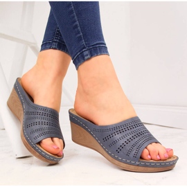 Chaussons compensés Jezzi bleu marine femme 1 Chaussons compensés Jezzi bleu marine femme 1