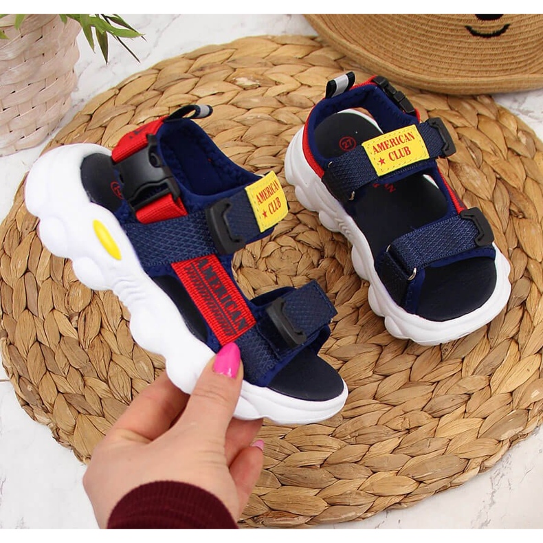 Sandales velcro bleu marine American Club pour garçon 1