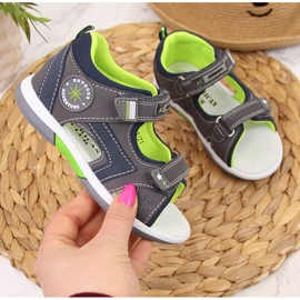 Sandales velcro gris American Club pour garçon 1