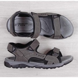 Sandales de sport grises pour hommes avec velcro d'American Club 1