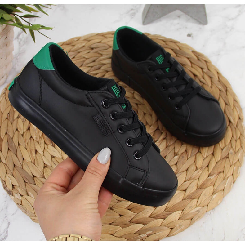 Baskets basses pour enfants en cuir écologique noir Big Star DD374147 1