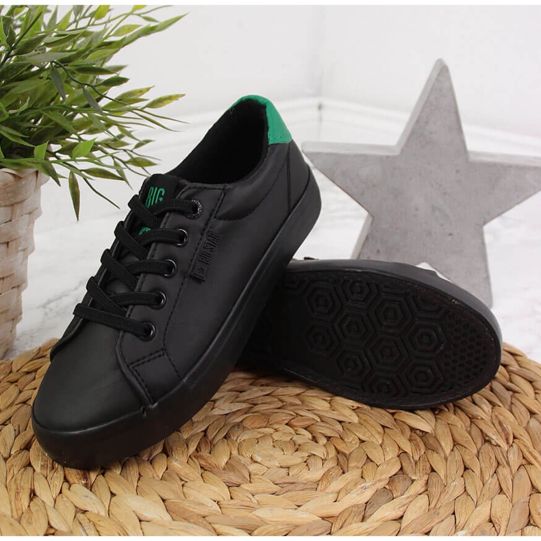 Baskets basses pour enfants en cuir écologique noir Big Star DD374147 le noir 2