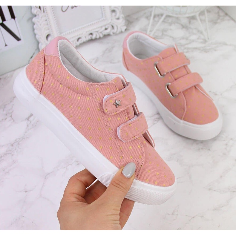 Baskets pour fille avec velcro étoiles roses Atletico 1