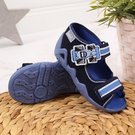 Chaussons garçon pour la maternelle sur navets Befado bleu marine 1