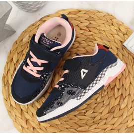 Chaussures de sport fille à scratch bleu marine American Club 2