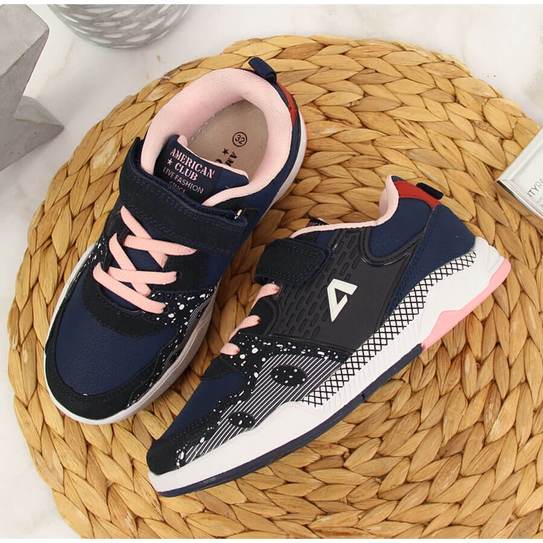 Chaussures de sport fille à scratch bleu marine American Club 2