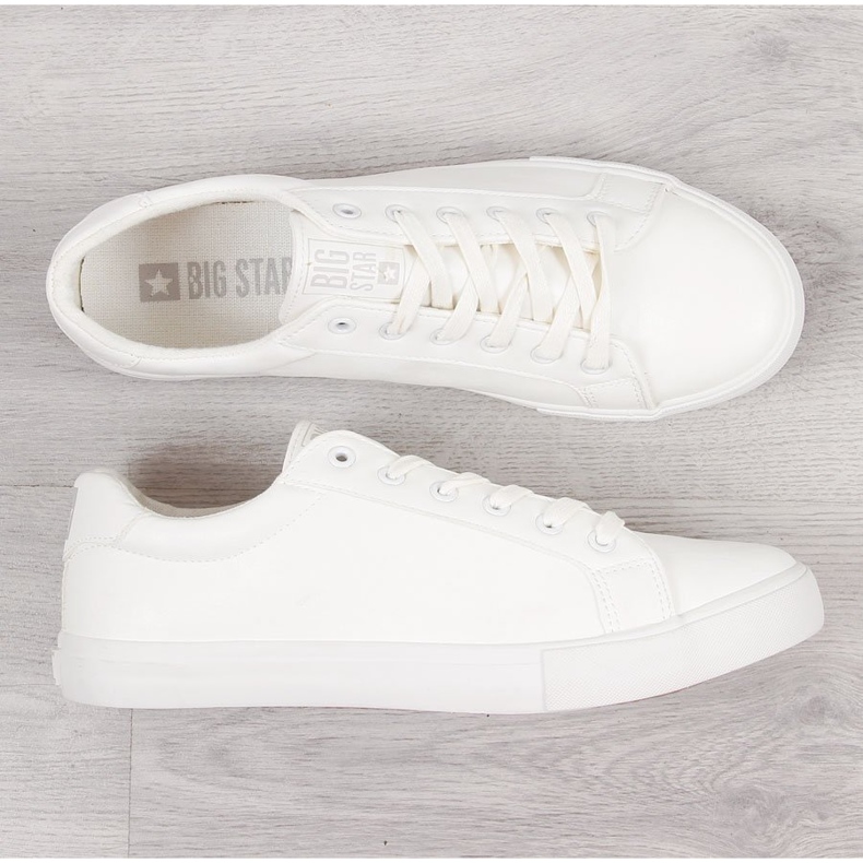 Baskets basses pour hommes en cuir écologique blanc Big Star II174028 blanche 1