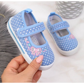 Ballerines velcro à pois Atletico bleus 1