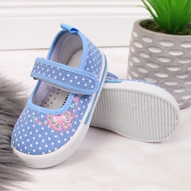 Ballerines velcro à pois Atletico bleus 3