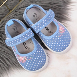 Ballerines velcro à pois Atletico bleus 2