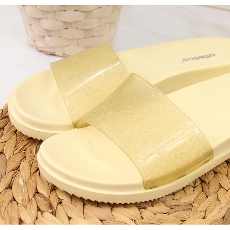 Chaussons de piscine femme Atletico beige à paillettes 2
