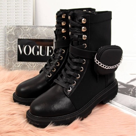 Bottes en cuir pour femmes avec une poche noire Goe II2N4024 le noir 3