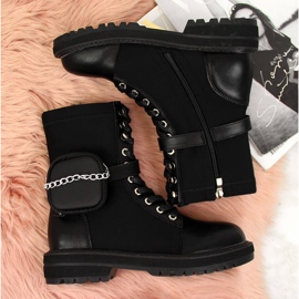 Bottes en cuir pour femmes avec une poche noire Goe II2N4024 le noir 4