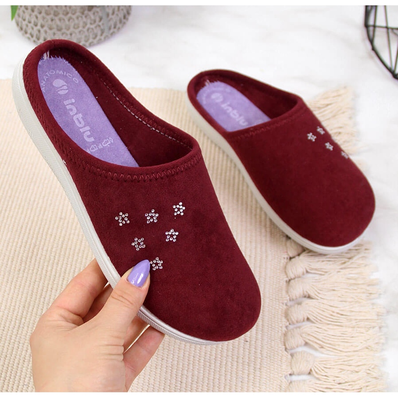 Chaussons de maison Inblu marron pour femme rouge multicolore 2