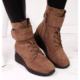 Marron Bottines compensées marron pour femme Jezzi brun 2 Marron Bottines compensées marron pour femme Jezzi brun 2