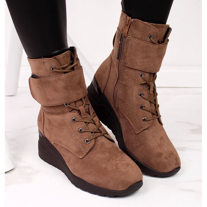 Marron Bottines compensées marron pour femme Jezzi brun 2 Marron Bottines compensées marron pour femme Jezzi brun 2