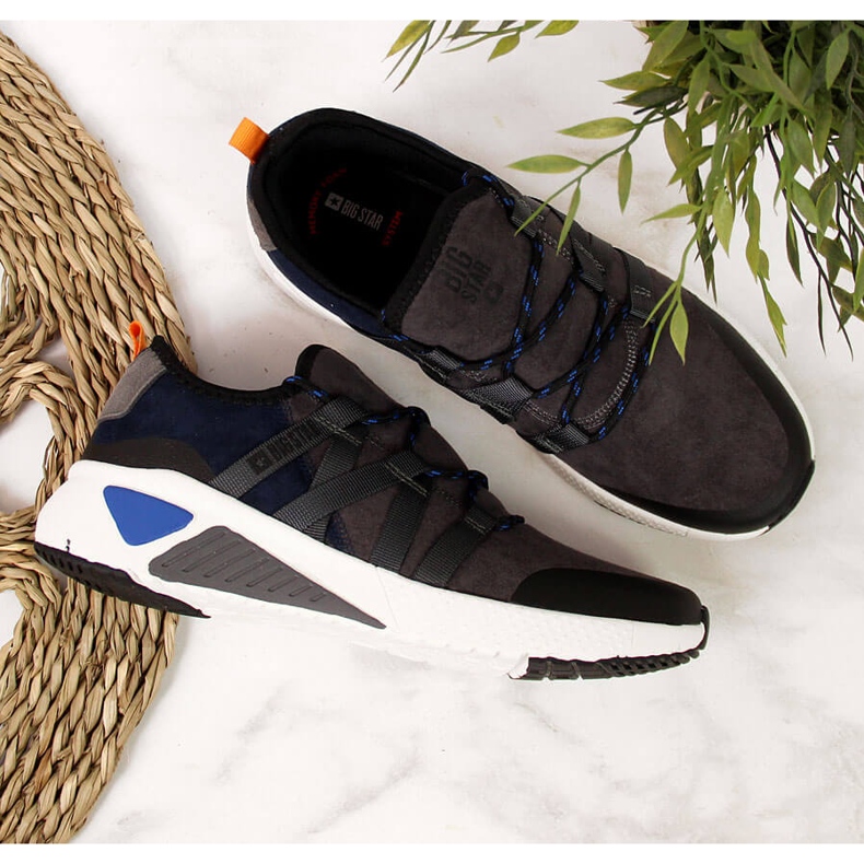 Chaussures de sport en cuir gris Big Star II274309 2