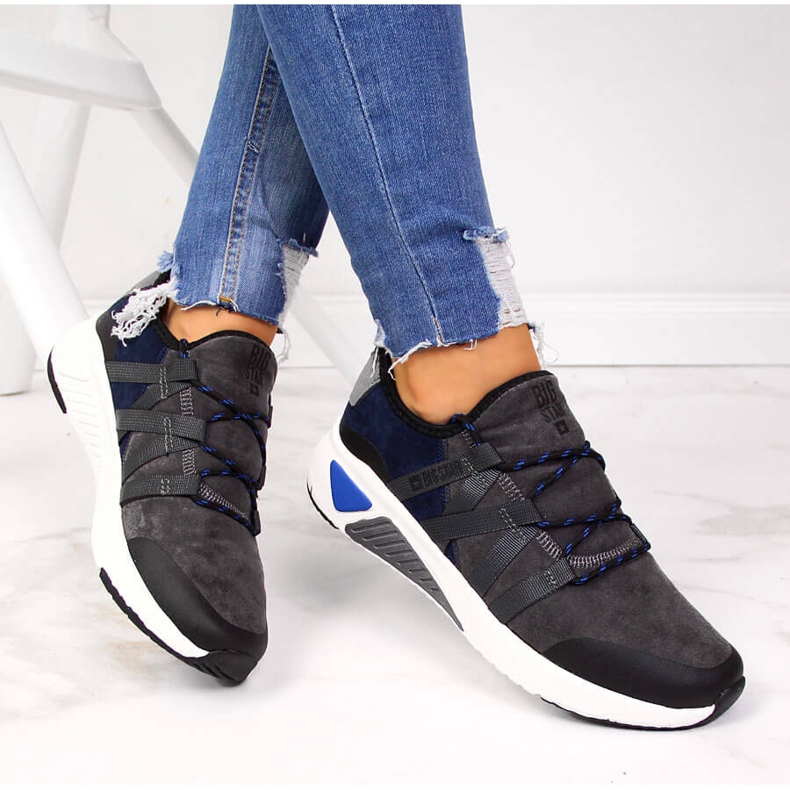 Chaussures de sport en cuir gris Big Star II274309 1