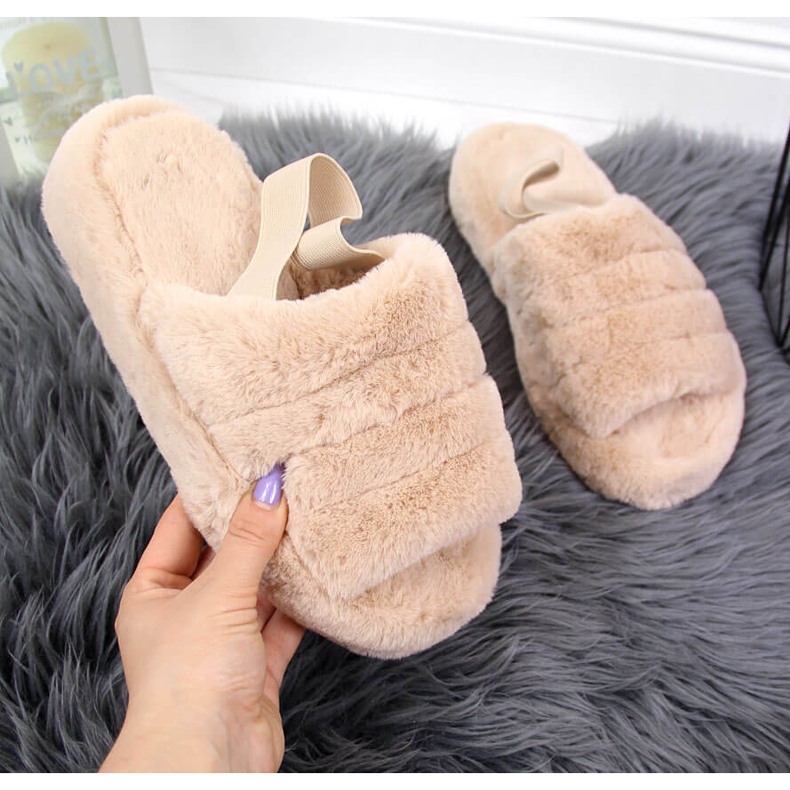 Chaussons home femme beige fourrure Seastar 2