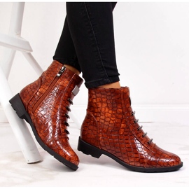 Bottes marron Croco pour femme isolées marron Filippo brun 1