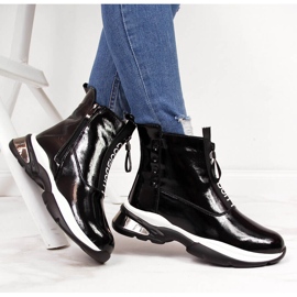 Baskets noires en cuir verni pour femme T.Sokolski le noir 1 Baskets noires en cuir verni pour femme T.Sokolski le noir 1