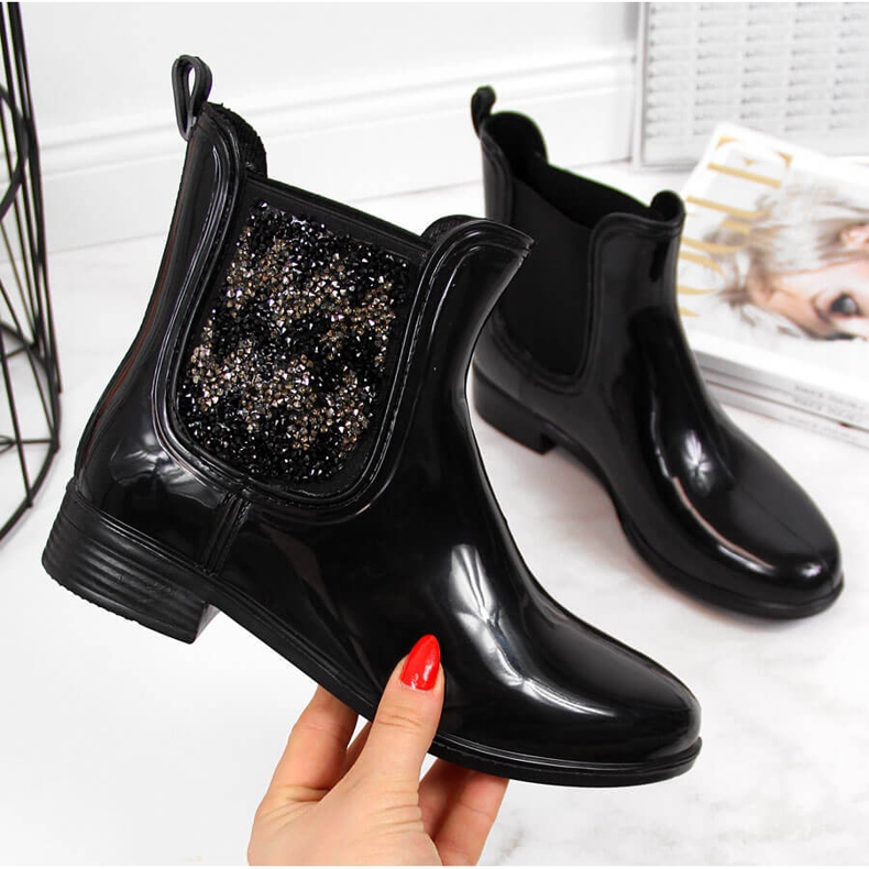 T.Sokolski Bottes galoches femme Jodhpur avec zircons cubiques noir T. Sokolski le noir 2