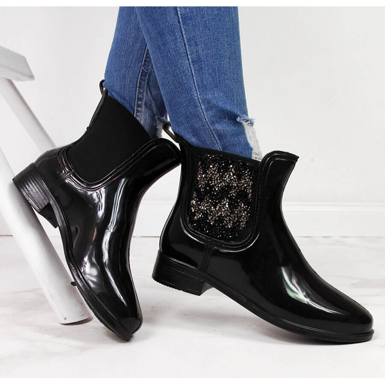 T.Sokolski Bottes galoches femme Jodhpur avec zircons cubiques noir T. Sokolski 1