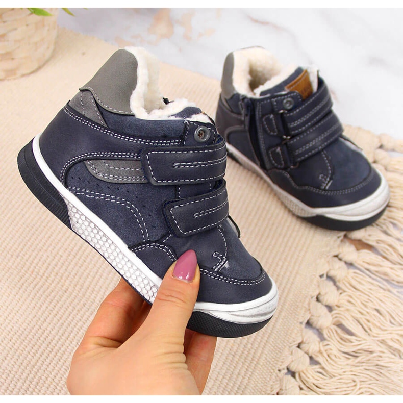 Bottes d'hiver garçon avec velcro bleu marine American Club 1