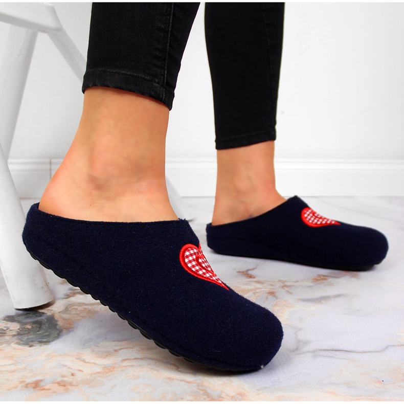 Chaussons feutre bleu marine femme Panto Fino 2