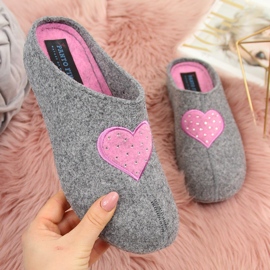 Chaussons de maison pour femmes avec feutre gris Panto Fino 1