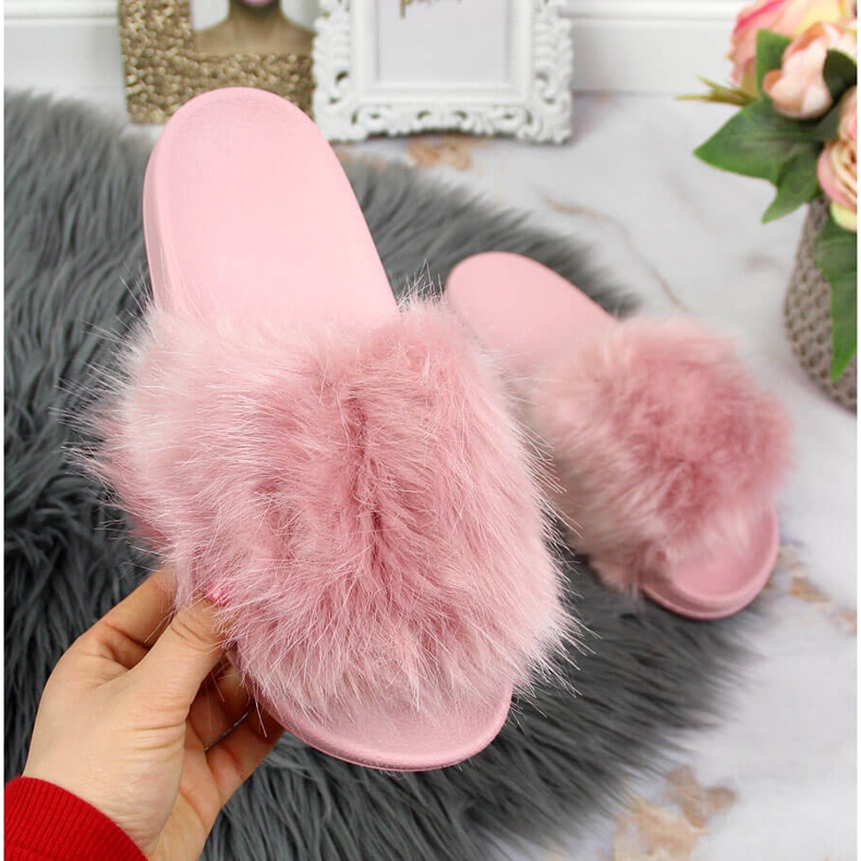 Chaussons femme avec fourrure violet clair Msmg 2