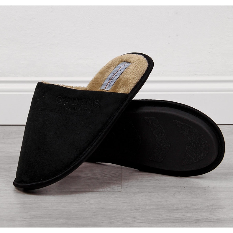 Chaussons homme Cadans home noir avec fourrure le noir 1