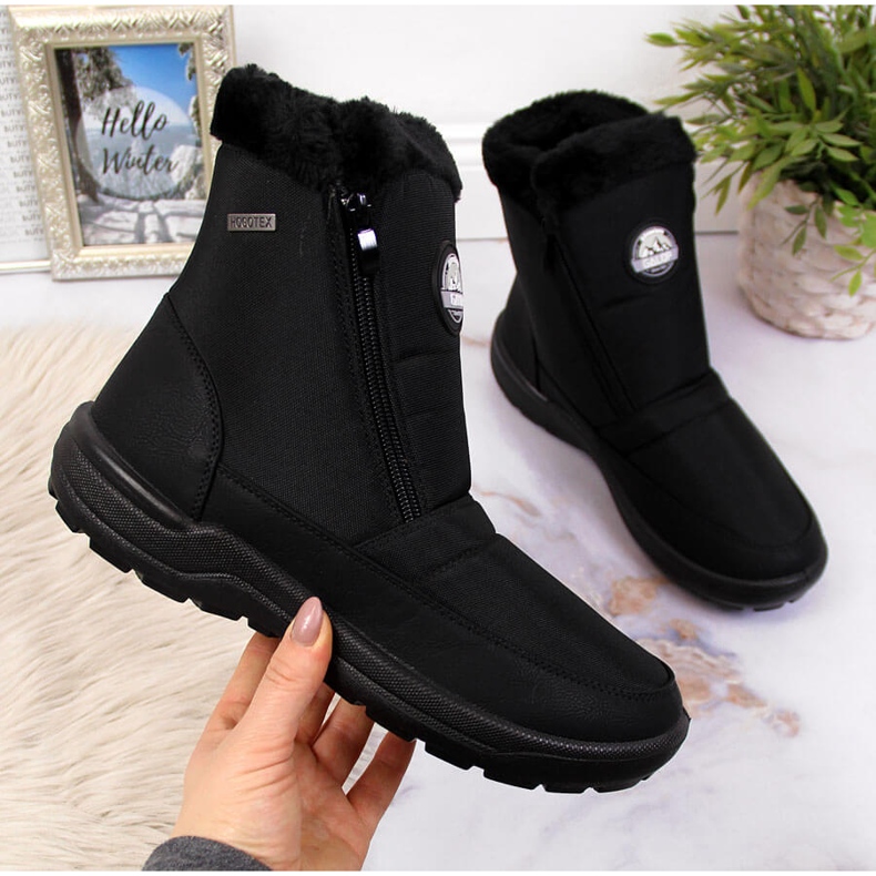 Bottes de neige isolées imperméables pour femmes noir Galop le noir 1