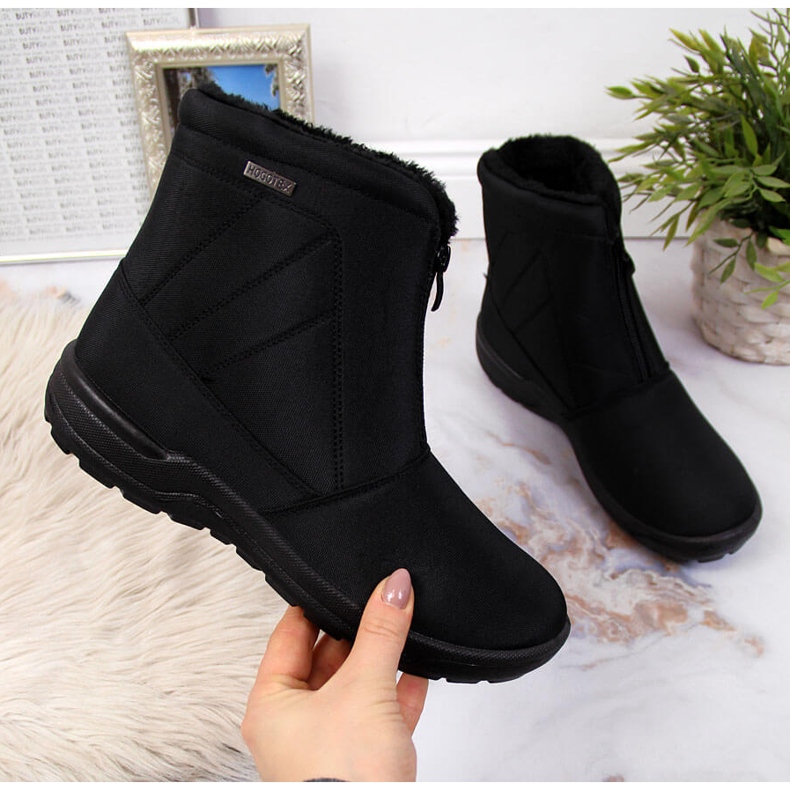 Bottes de neige isolées imperméables pour femmes noir Galop le noir 1