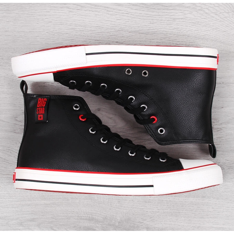 Baskets montantes pour hommes avec cuir écologique noir Big Star JJ174070 2