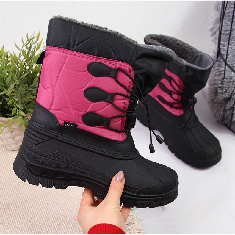 Bottes de neige isolées imperméables pour femmes rose Gallop noir 1