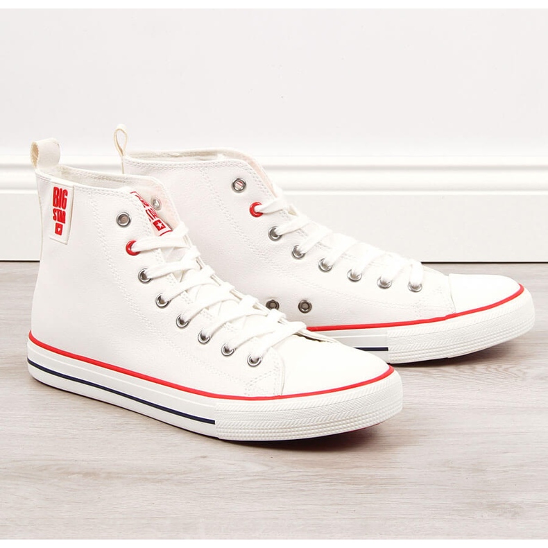 Baskets montantes homme en éco-cuir blanc Big Star JJ174071 blanche 1