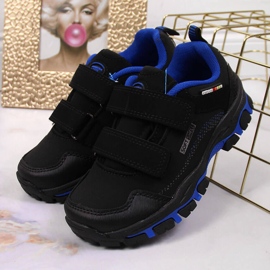 Chaussures de trekking enfant, velcro, noir et bleu, American Club le noir 2