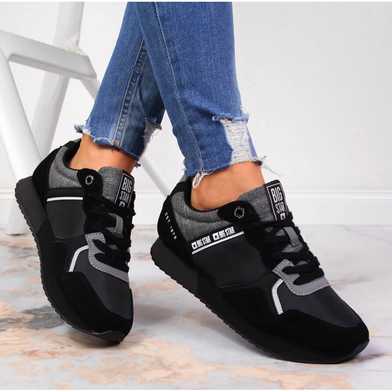 Chaussures de sport en cuir noir Big Star JJ274284 1