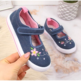 Baskets American Club pour fille en jean bleu 1