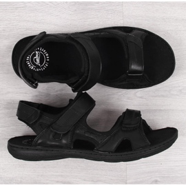 Sandales en cuir noir pour hommes avec fermetures velcro Łukbut 991 1