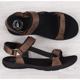 Sandales pour hommes en cuir avec velcro marron Łukbut 990 brun 4